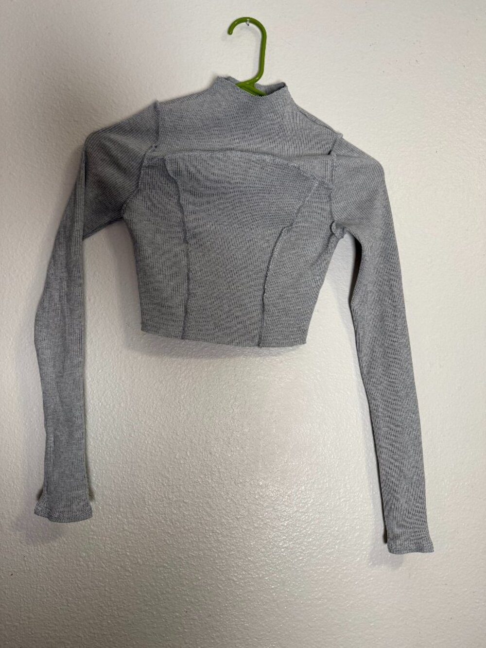 Fashion Nova Grey Mock Neck Crop Top Exposed Seams